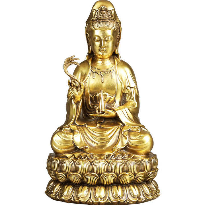 Buddha Stones Kwan Yin Awalokiteśwara trzymający butelkę wierzby Harmonia mosiądz miedziana statua dekoracja domu
