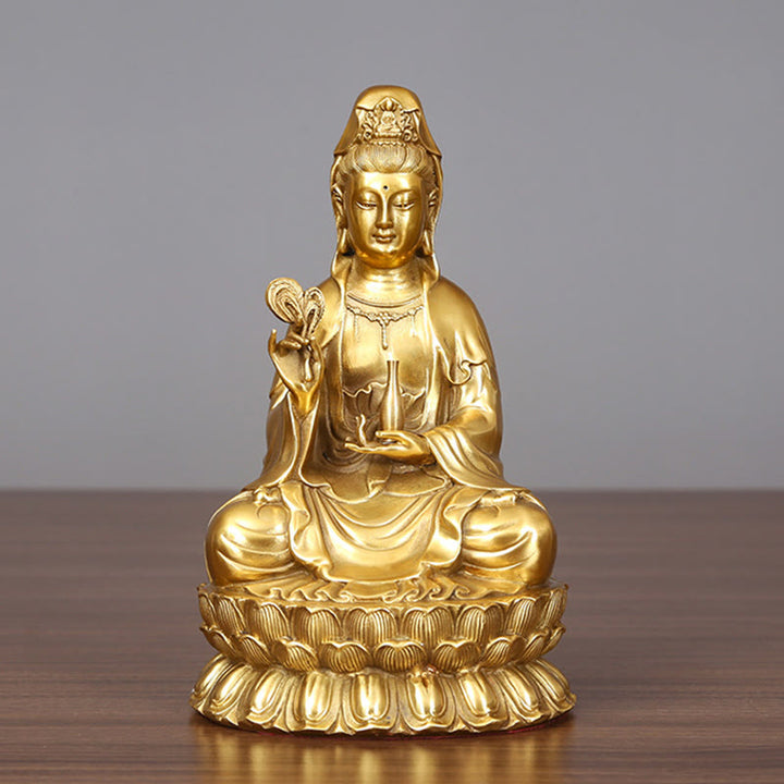 Buddha Stones Kwan Yin Awalokiteśwara trzymający butelkę wierzby Harmonia mosiądz miedziana statua dekoracja domu