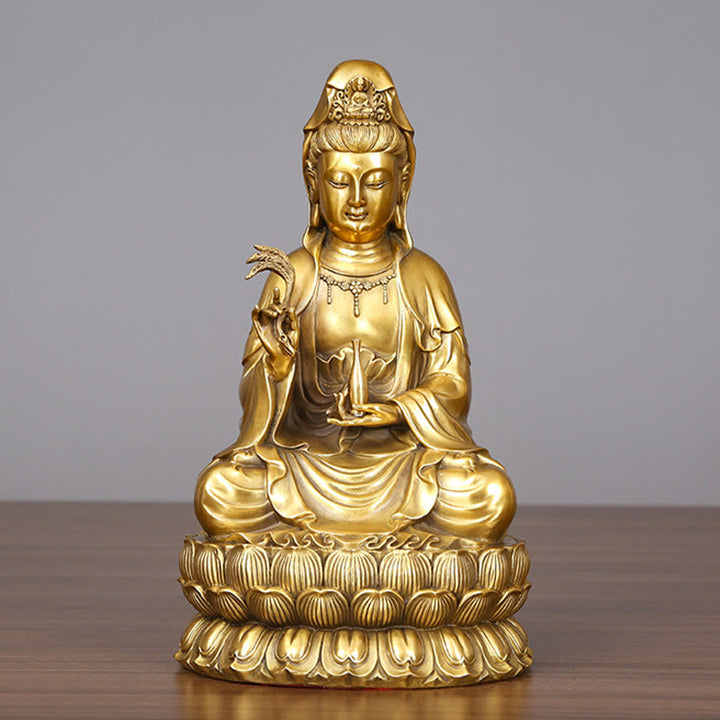 Buddha Stones Kwan Yin Awalokiteśwara trzymający butelkę wierzby Harmonia mosiądz miedziana statua dekoracja domu
