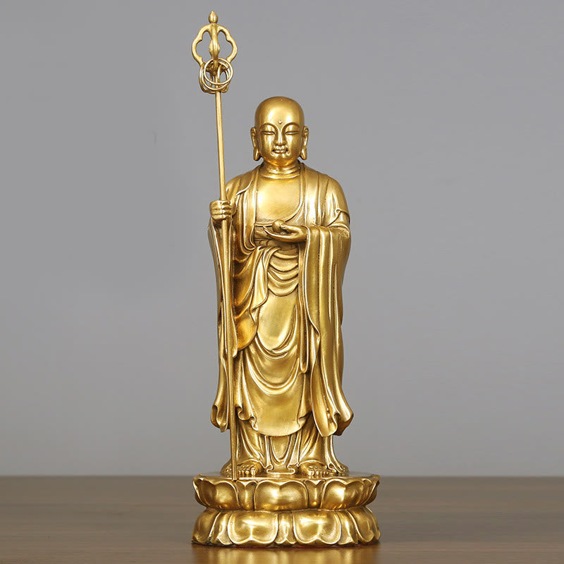 Buddha Stones Ksitigarbha Bodhisattwa Figurka Współczucia Miedziana Statua Ofiara Domowa Dekoracja