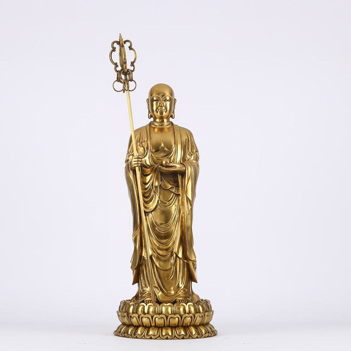 Buddha Stones Ksitigarbha Bodhisattwa Figurka Współczucia Miedziana Statua Ofiara Domowa Dekoracja