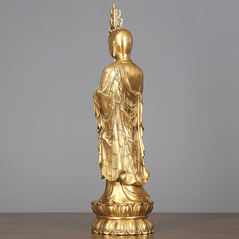 Buddha Stones Ksitigarbha Bodhisattwa Figurka Współczucia Miedziana Statua Ofiara Domowa Dekoracja