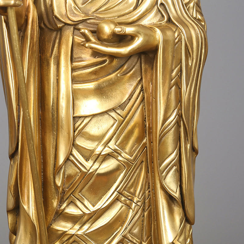 Buddha Stones Ksitigarbha Bodhisattwa Figurka Współczucia Miedziana Statua Ofiara Domowa Dekoracja