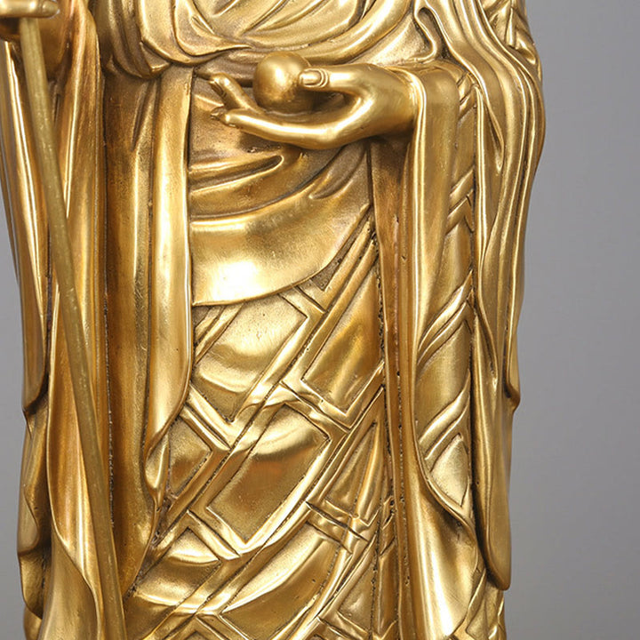 Buddha Stones Ksitigarbha Bodhisattwa Figurka Współczucia Miedziana Statua Ofiara Domowa Dekoracja