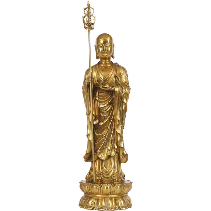 Buddha Stones Ksitigarbha Bodhisattwa Figurka Współczucia Miedziana Statua Ofiara Domowa Dekoracja