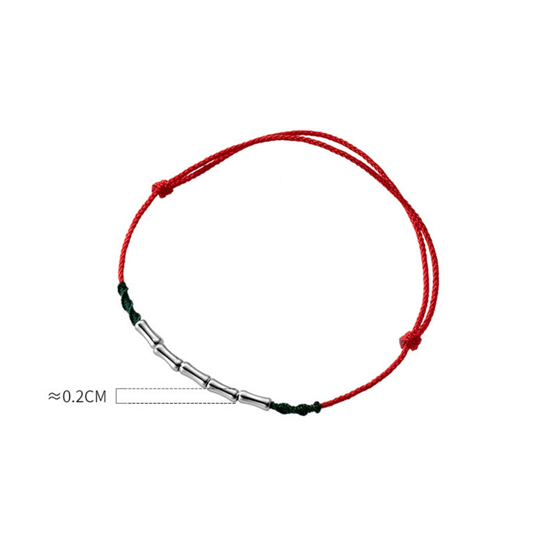 Bransoletka Buddha Stones 925 ze srebra próby 925 z motywem bambusa i plecionym ultracienkim sznurkiem