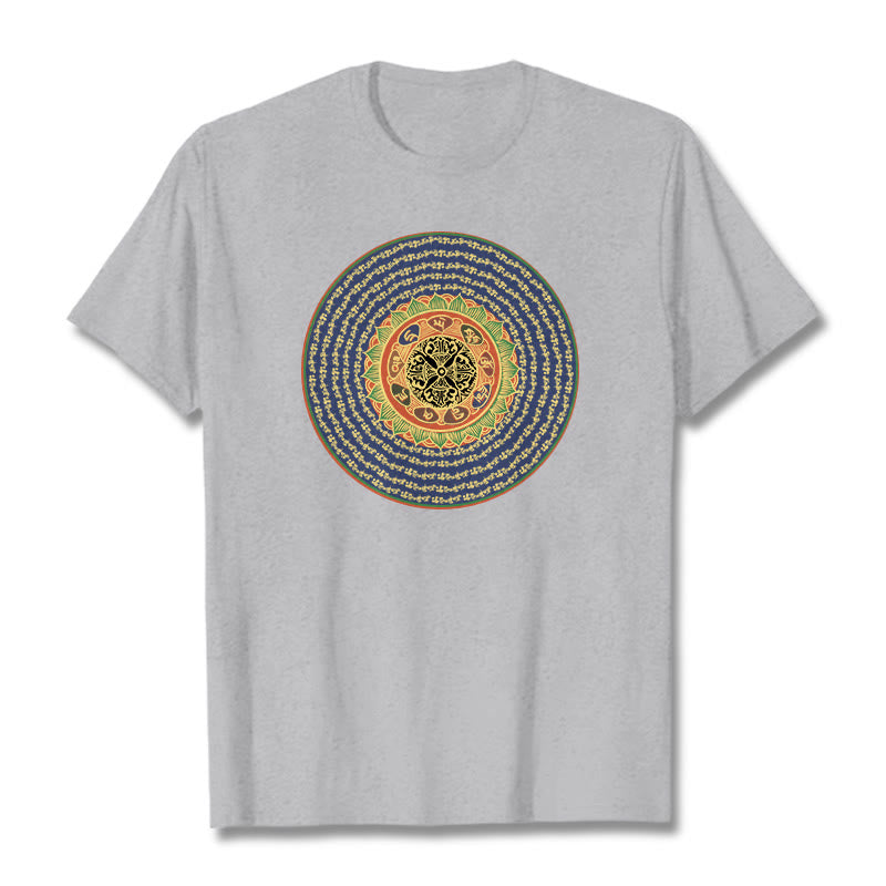 Buddha Stones 108 Om Mani Padme Hum Mantra Sanskryt Tee - Jasnoszary - 2XL - image 1