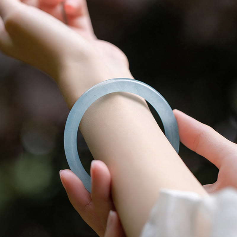 Bransoletka Buddha Stones Natural Aquamarine Serenity Bangle