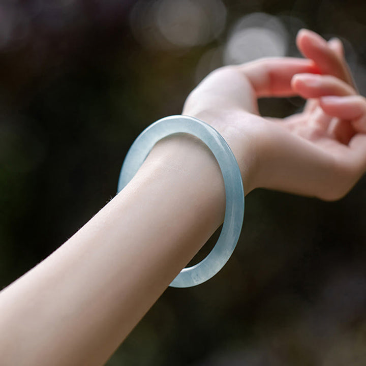 Bransoletka Buddha Stones Natural Aquamarine Serenity Bangle