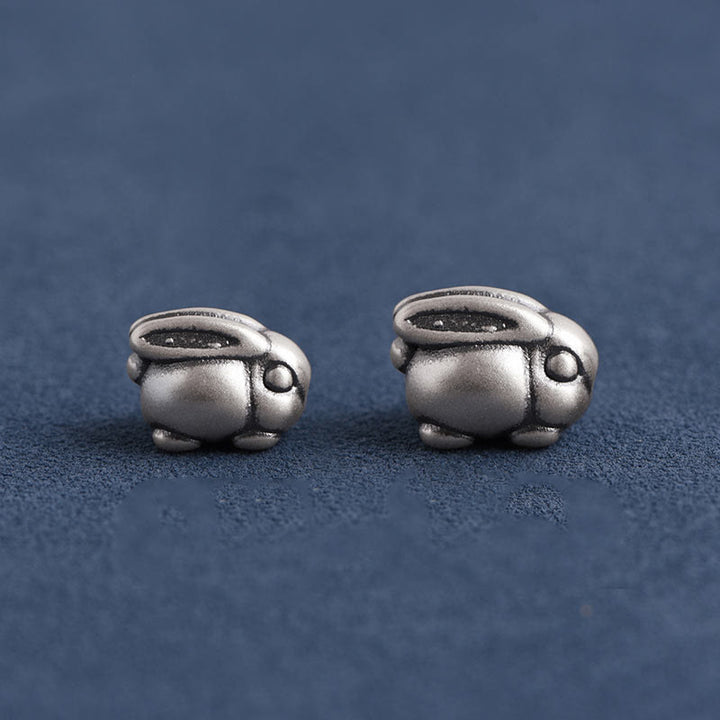 Buddha Stones Handmade 999 Sterling Silver Rabbit Luck Rope Anklet