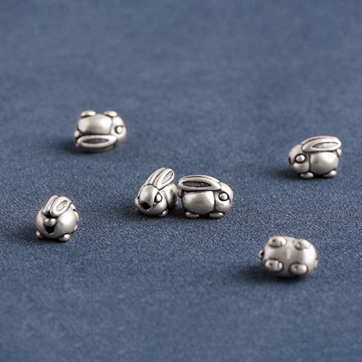 Buddha Stones Handmade 999 Sterling Silver Rabbit Luck Rope Anklet