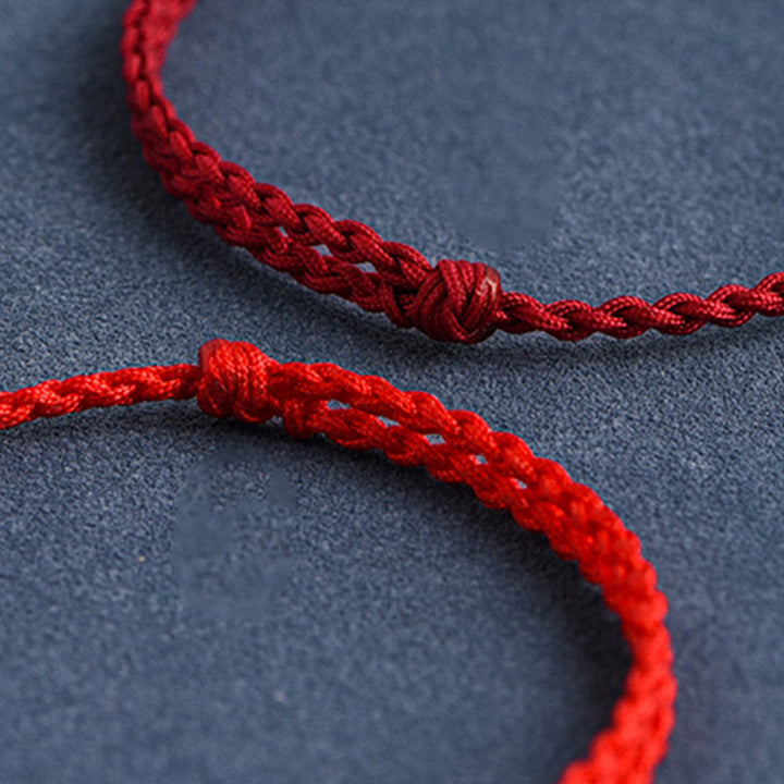 Buddha Stones Handmade 999 Sterling Silver Rabbit Luck Rope Anklet