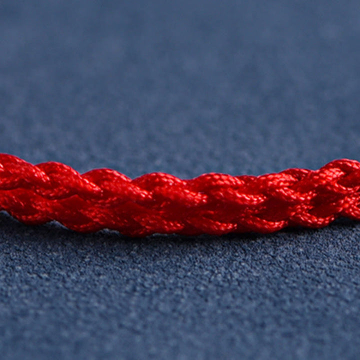 Buddha Stones Ręcznie robione 999 Srebro Sterlingowe Fu Charakter Życzenie Ruyi Uchwyt Fortune Rope Bransoletka na kostkę