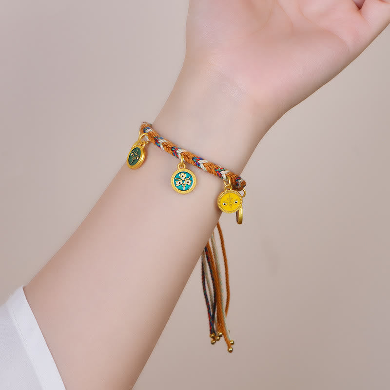 Buddha Stones Ręcznie robione Tybetańskie Wielokolorowe Liny Pięć Bogów Bogactwa Szczęścia Bransoletka