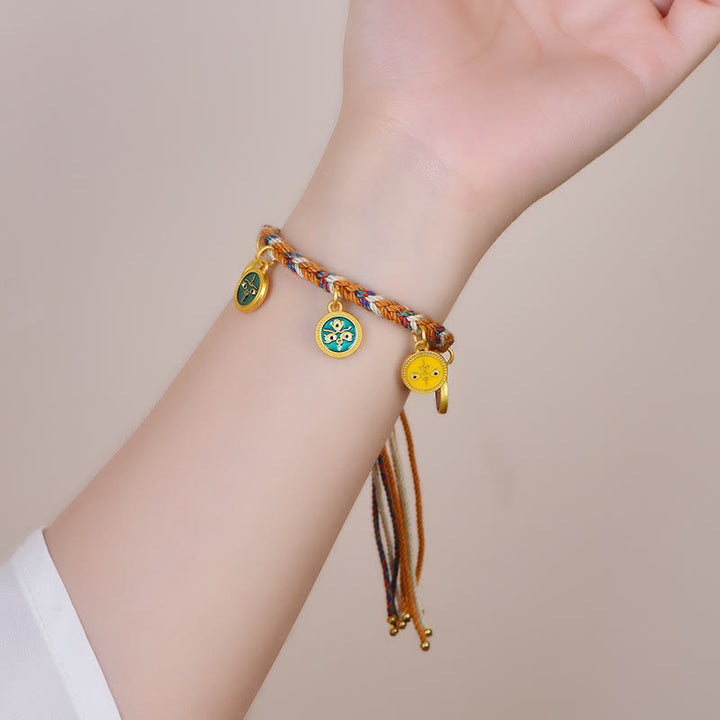 Buddha Stones Ręcznie robione Tybetańskie Wielokolorowe Liny Pięć Bogów Bogactwa Szczęścia Bransoletka