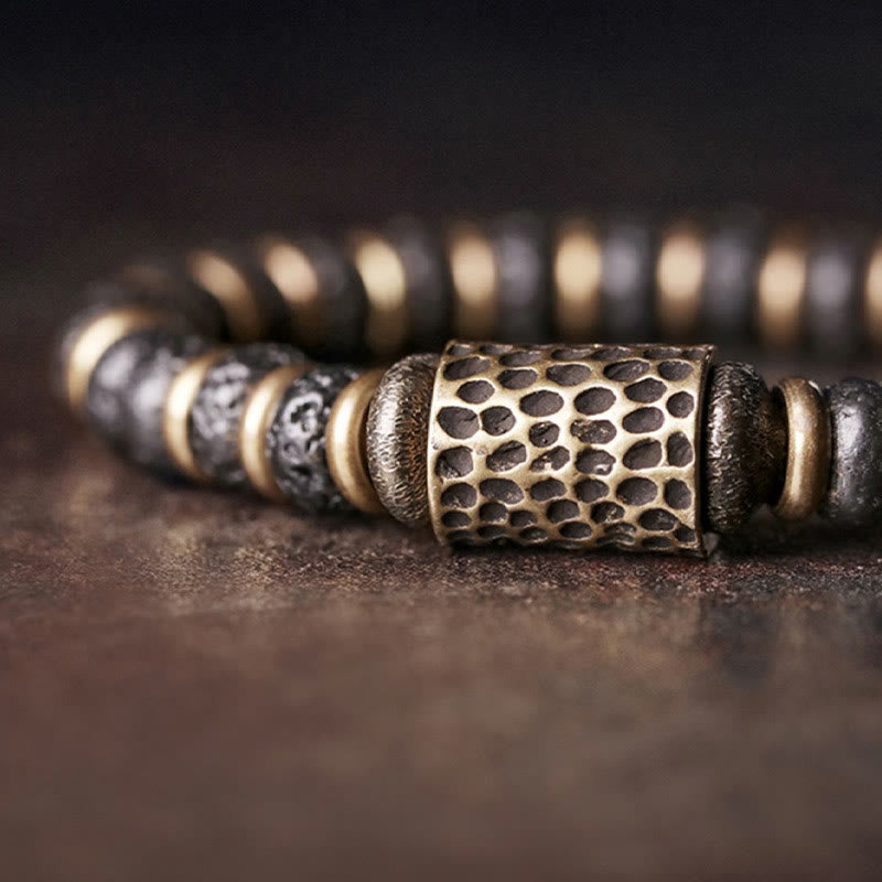 Bransoletka Buddha Stones Vintage Lava Rock Beads Calm Copper