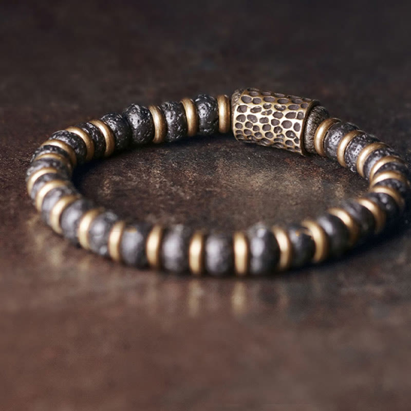 Bransoletka Buddha Stones Vintage Lava Rock Beads Calm Copper