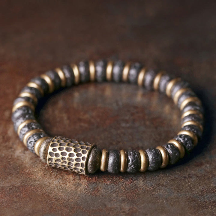 Bransoletka Buddha Stones Vintage Lava Rock Beads Calm Copper
