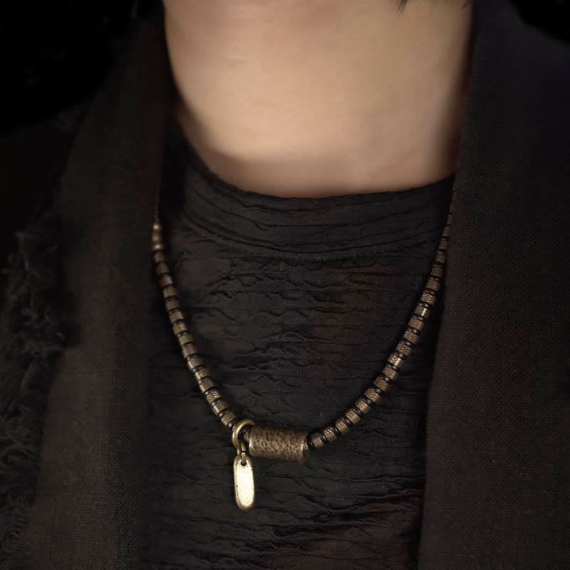 Buddha Stones Uzdrawiające Tybetańskie Koraliki z Hebanu Drewnianego Miedziana Bransoletka Wielowarstwowa