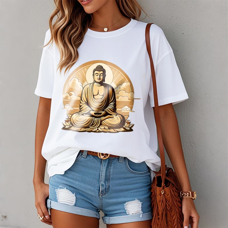 Buddha Stones Słońce Pomyślne Chmury Budda Koszulka T-shirt - image 5