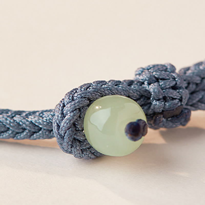 Buddha Stones Hetian Jade Lotus Peace Buckle Bransoletka z plecionej liny Fortune