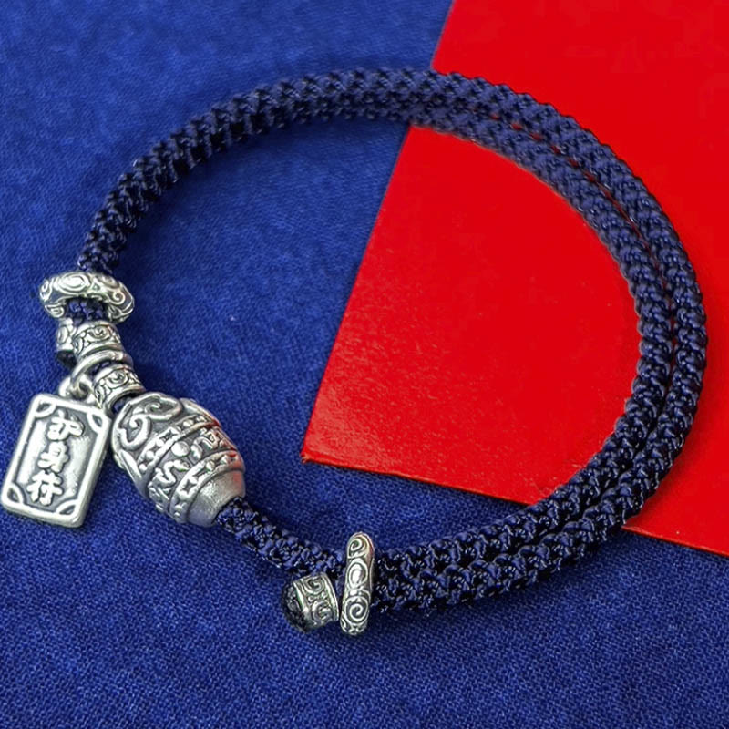 Buddha Stones 925 Srebro Sterling Słonia Bezpieczny i Dobrze Amulet Charm Bransoletka Siła