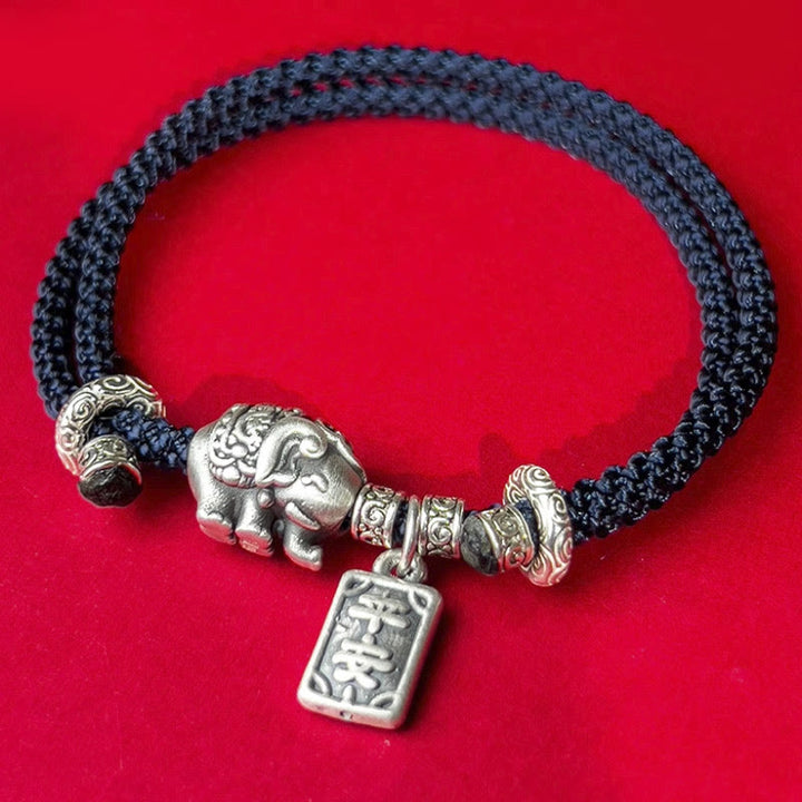 Buddha Stones 925 Srebro Sterling Słonia Bezpieczny i Dobrze Amulet Charm Bransoletka Siła