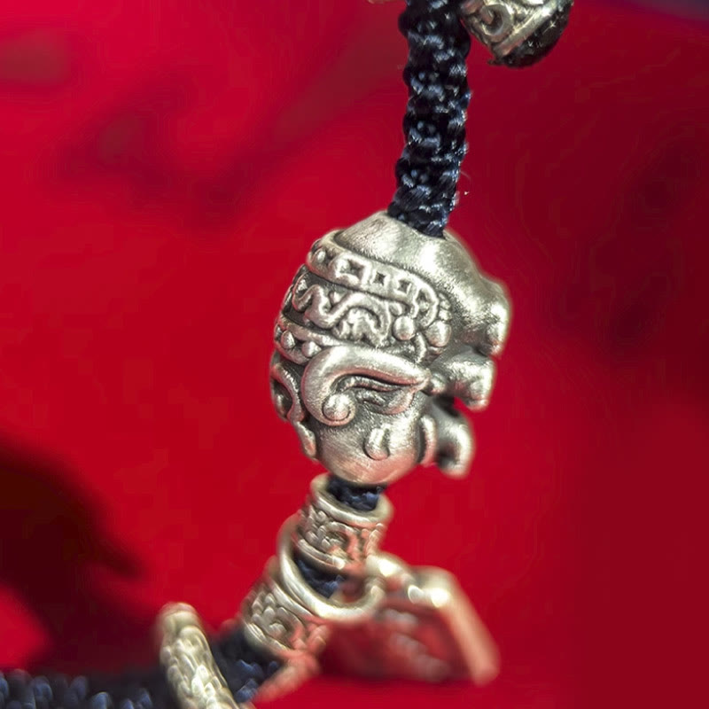Buddha Stones 925 Srebro Sterling Słonia Bezpieczny i Dobrze Amulet Charm Bransoletka Siła