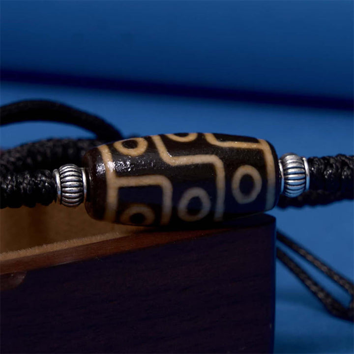 Buddha Stones Tybetańskie Dziewięciooczne Koraliki Dzi Trójoczne Koraliki Dzi Bransoletka z Liny Ochronnej Bogactwa