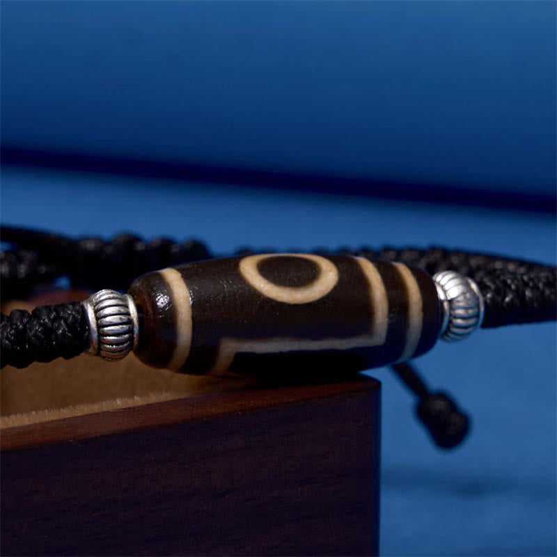 Buddha Stones Tybetańskie Dziewięciooczne Koraliki Dzi Trójoczne Koraliki Dzi Bransoletka z Liny Ochronnej Bogactwa