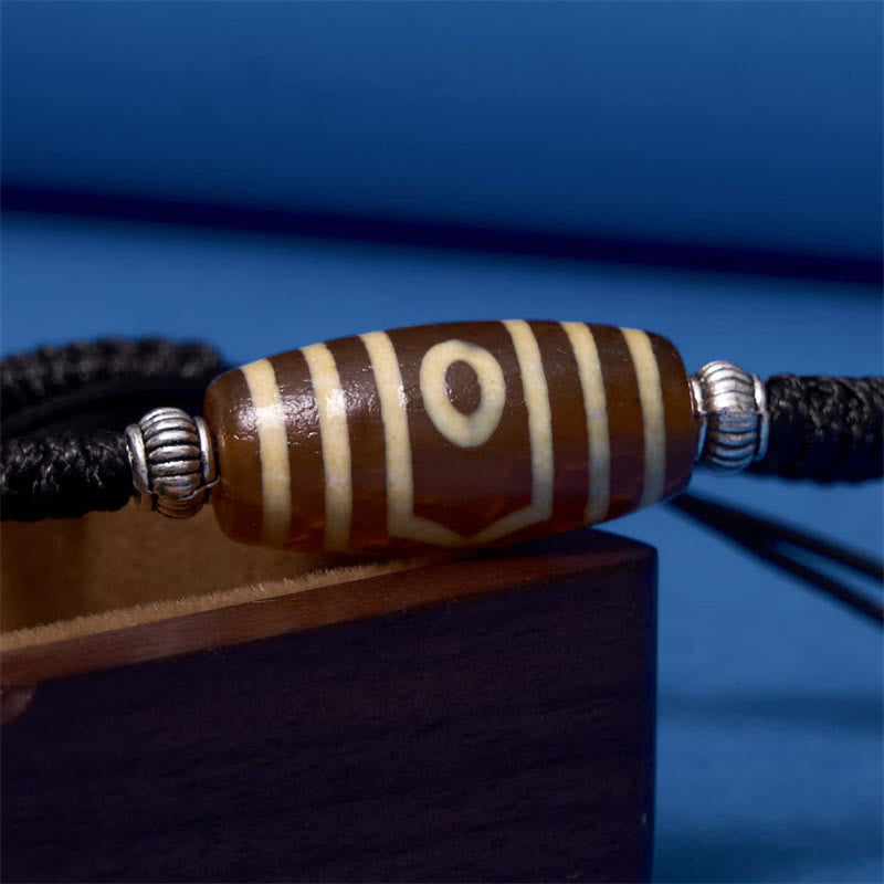 Buddha Stones Tybetańskie Dziewięciooczne Koraliki Dzi Trójoczne Koraliki Dzi Bransoletka z Liny Ochronnej Bogactwa