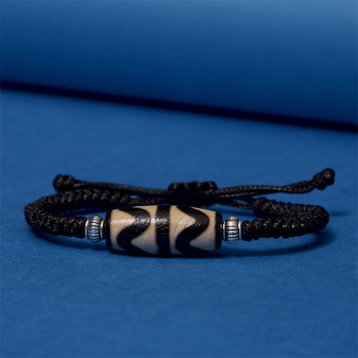 Buddha Stones Tybetańskie Dziewięciooczne Koraliki Dzi Trójoczne Koraliki Dzi Bransoletka z Liny Ochronnej Bogactwa