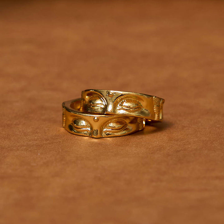 Buddha Stones Złoty Medytacyjny Budda Spokój Miedziany Regulowany Pierścień