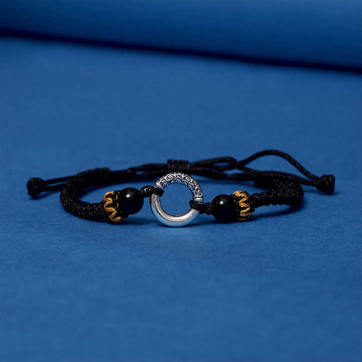 Bransoletka Buddha Stones 925 Sterling Silver Plated Copper Peace Buckle Protection Braided String