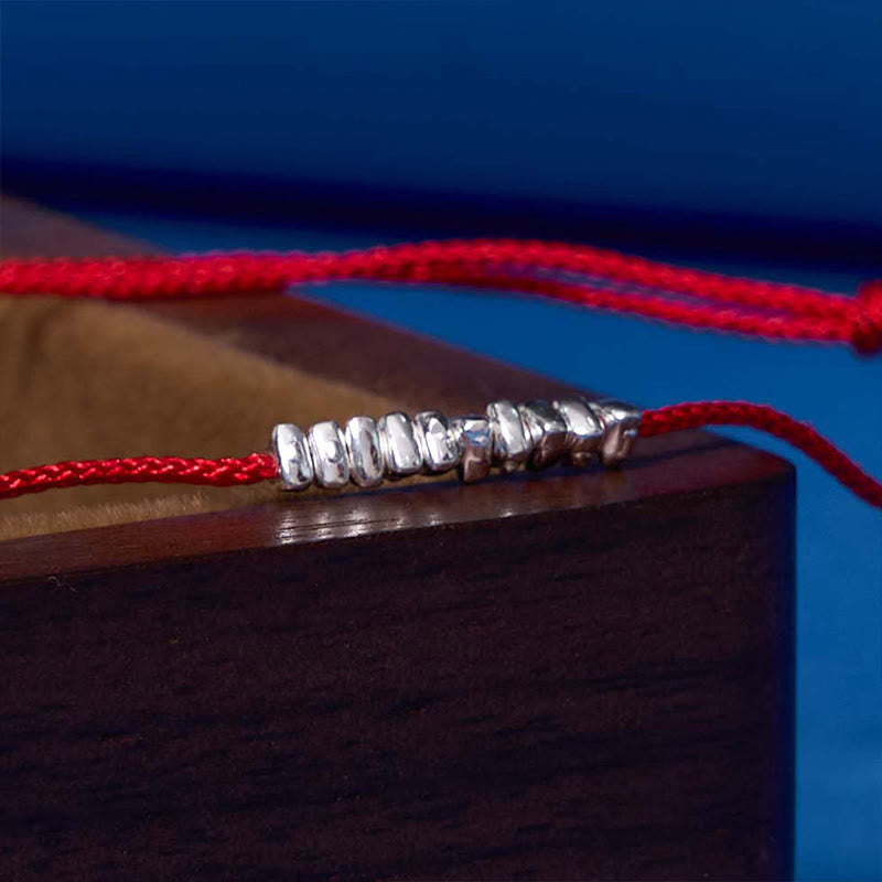 Buddha Stones Ręcznie robione 925 Srebro Sterling Małe kawałki Ochrona Pleciona Ultracienka Bransoletka Lina