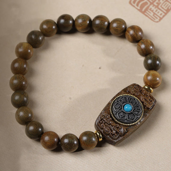 Buddha Stones Małe Liście Czerwone Drzewo Sandałowe Zielone Drzewo Sandałowe Sześć Prawdziwych Słów Bransoletka Pokoju