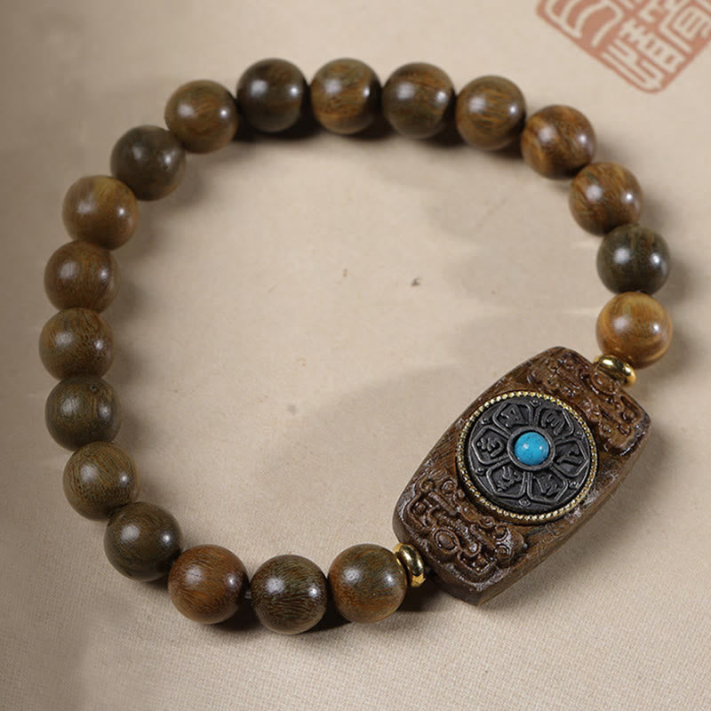 Buddha Stones Małe Liście Czerwone Drzewo Sandałowe Zielone Drzewo Sandałowe Sześć Prawdziwych Słów Bransoletka Pokoju