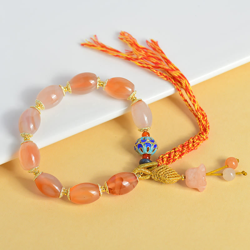 Bransoletka Buddha Stones Tybetański Biały Jadeit Agat Siła Pewność Siebie