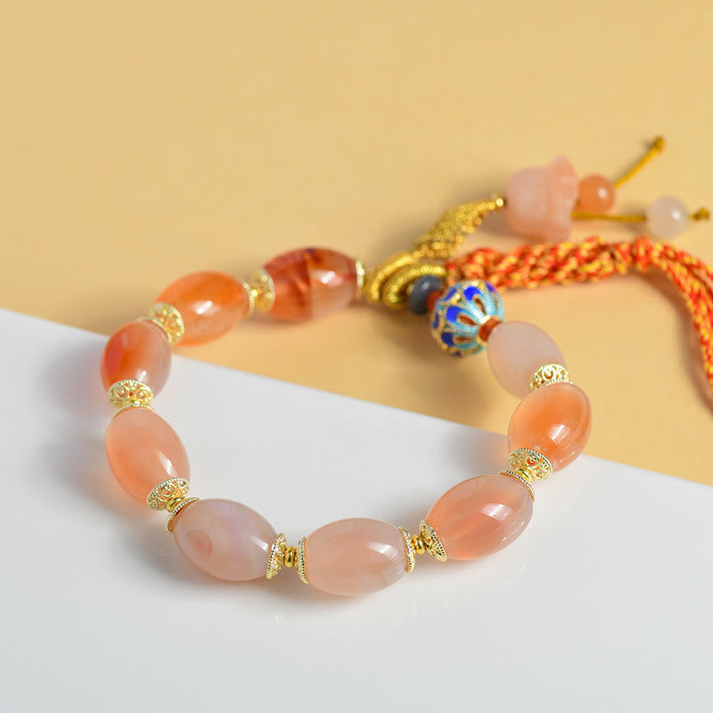 Bransoletka Buddha Stones Tybetański Biały Jadeit Agat Siła Pewność Siebie