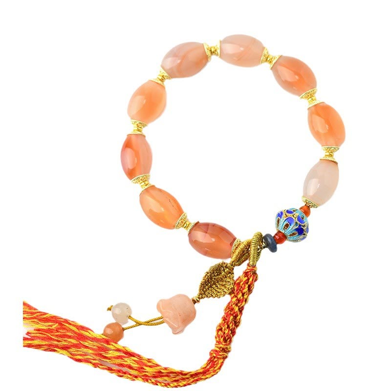 Bransoletka Buddha Stones Tybetański Biały Jadeit Agat Siła Pewność Siebie