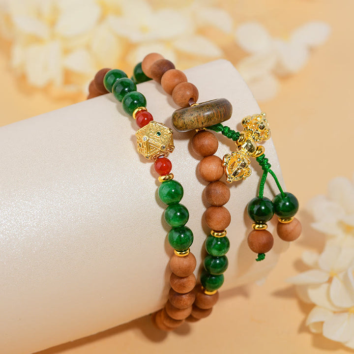 Buddha Stones, drewno sandałowe, koraliki, tybetański Dorje Vajra, podwójnie skręcony wzór, ochrona, uzdrawiająca bransoletka