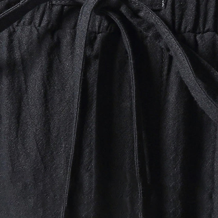 Buddha Stones Biały Żuraw Haft Wzór Ściągacz Męskie Spodnie Harem Z Kieszeniami - image 11