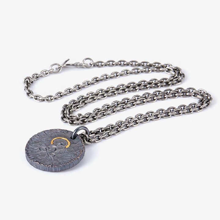 Buddha Stones 999 Srebro próby 999 Złoto 925 Srebro próby 925 Posąg Buddy Naszyjnik Wisiorek Lotos - image 8