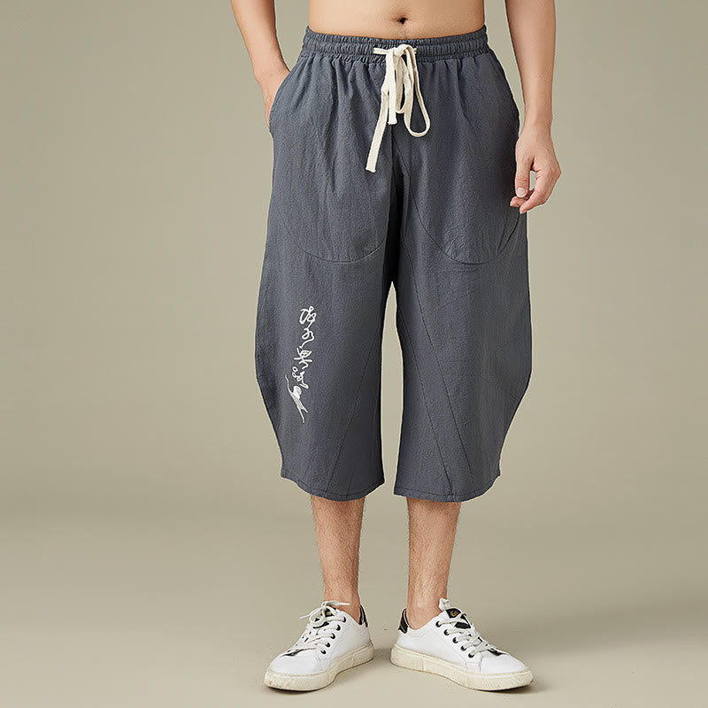 Spodnie męskie Buddha Stones Casual Solid Color z prostymi nogawkami i kieszeniami Leisure Cotton Men's Pants - Szary - US/UK/AU54, EU64 (9XL) - image 3