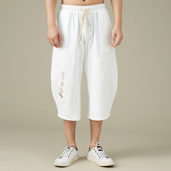 Spodnie męskie Buddha Stones Casual Solid Color z prostymi nogawkami i kieszeniami Leisure Cotton Men's Pants - Biały - US/UK/AU54, EU64 (9XL) - image 0