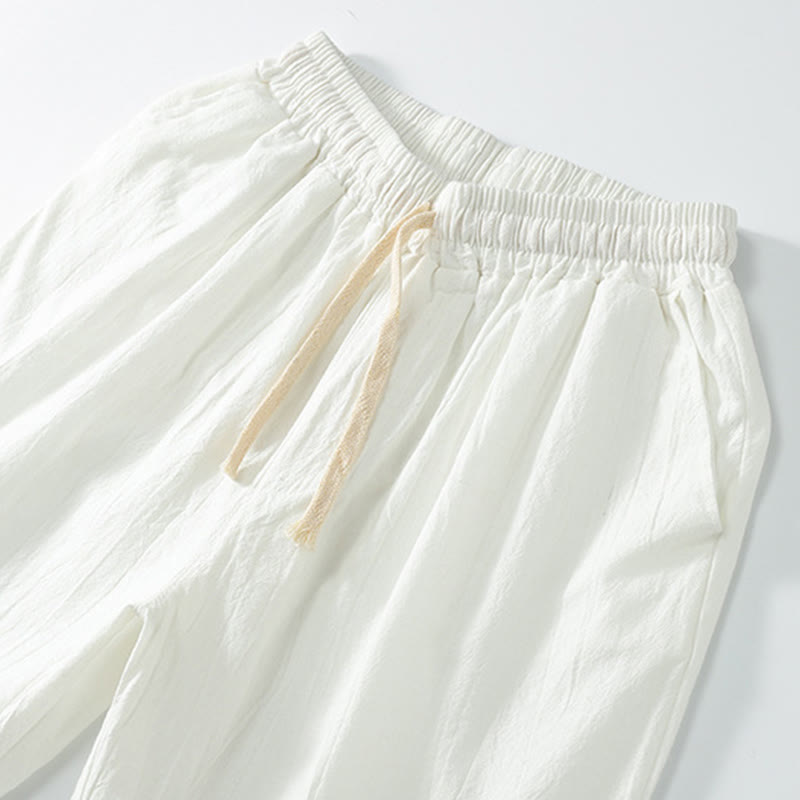 Buddha Stones Casual Jednokolorowe Męskie Proste Szorty Z Kieszeniami Spodenki Bawełniane Spodnie Męskie - image 8