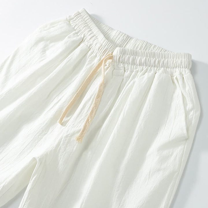 Buddha Stones Casual Jednokolorowe Męskie Proste Szorty Z Kieszeniami Spodenki Bawełniane Spodnie Męskie - image 8