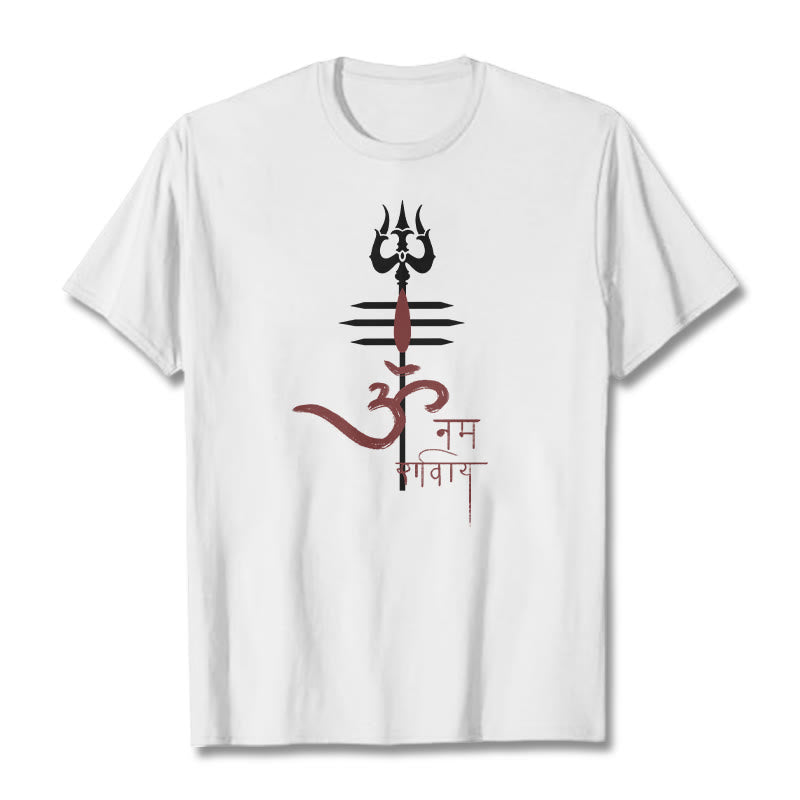Buddha Stones OM NAMAH SHIVAYA Trójząb bawełniany T-shirt - Biały - 2XL - image 14