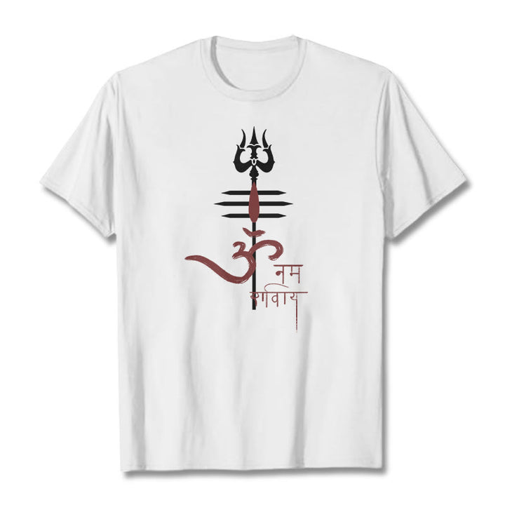 Buddha Stones OM NAMAH SHIVAYA Trójząb bawełniany T-shirt - Biały - 2XL - image 14