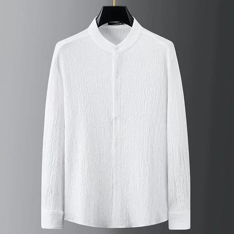 Buddha Stones Czysty Kolor Długi Rękaw Top Spodnie Odzież Męski Zestaw - image 5